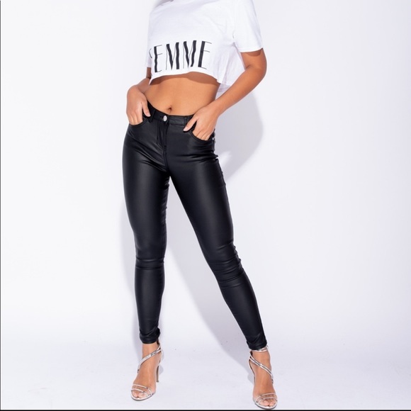 *Last Pair* Black Leatherette Pants - Picture 2 of 8